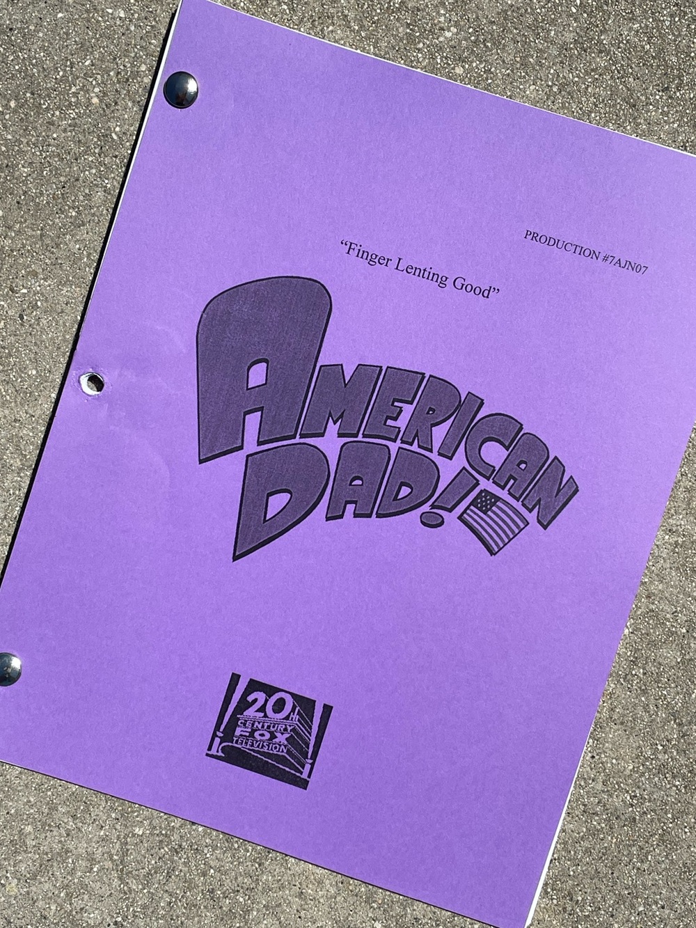 American Dad 2011 Finger Lenting Good Episode Production Used Table Draft Script